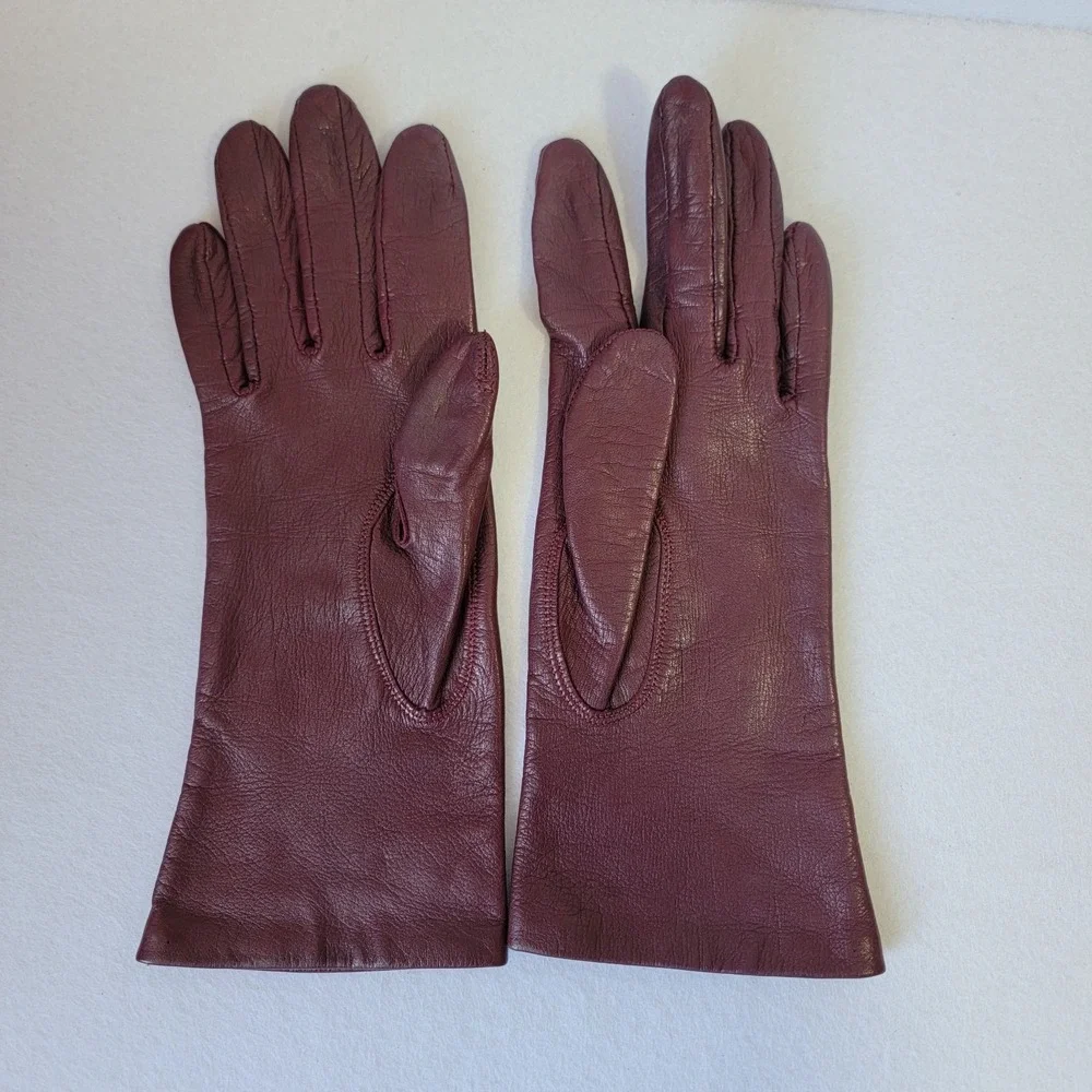 Vintage Stetson Burgundy Leather Opera Gloves Size 6 1/2 Formal Evening Wear EUC